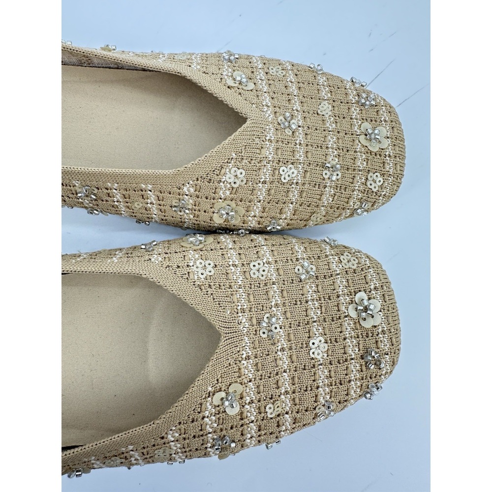 VIVAIA Margot 2.0 Square Toe V-Cut Knit Flats Beige Floral EU 39 US 8 NIB - Picture 11 of 14